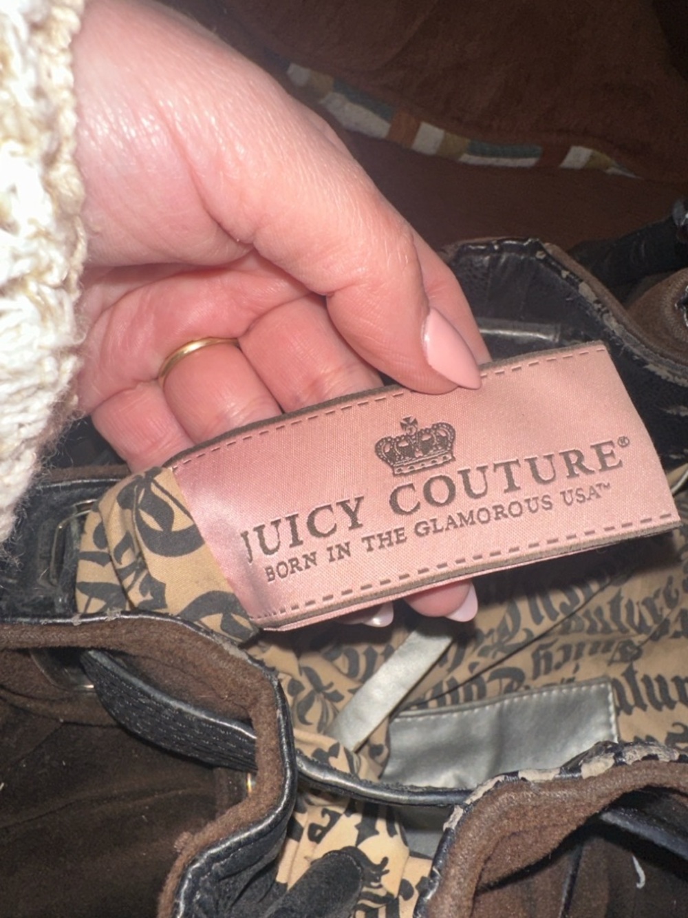 Y2K Vintage Juicy Couture Velour Crest Bag - Picture 4 of 5